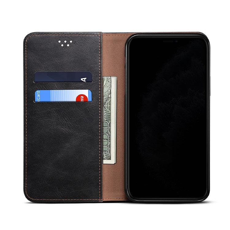 Waxy Crazy Horse Texture TPU + PU Leather Shell Phone Case for OnePlus 8T - Black-5