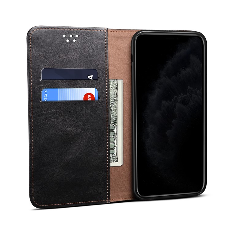 Waxy Crazy Horse Texture TPU + PU Leather Shell Phone Case for OnePlus 8T - Black-7