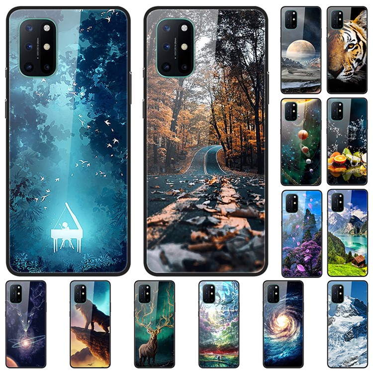 Pattern Printing Glass + TPU + PC Combo Casing Cover for OnePlus 8T - Road-4