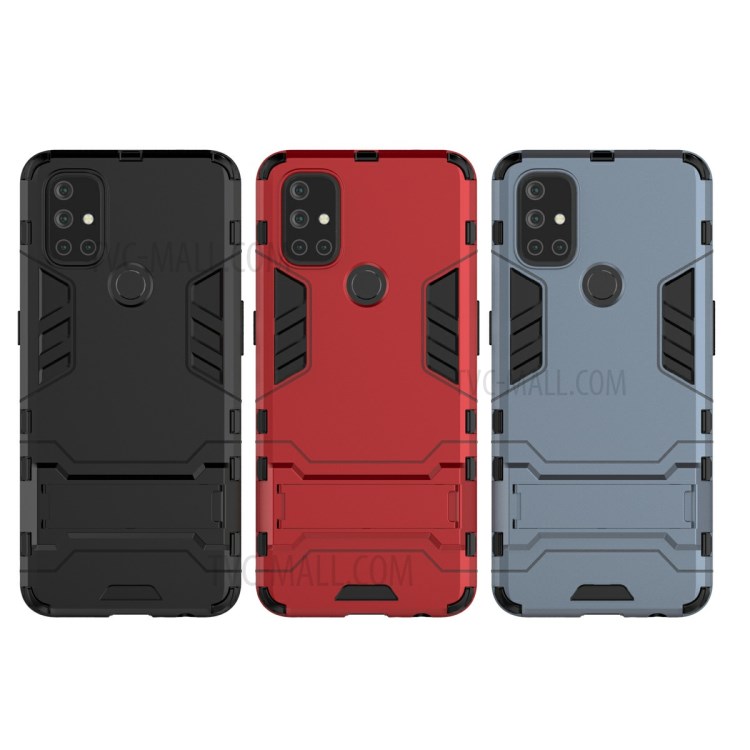 Custodia da 2 in 1 Pieghevole Per Kickstand Per OnePlus Nord N10 5G PC + Copertina Per Telefono Cellulare TPU - Nero