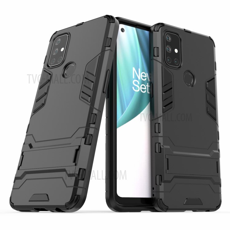 Custodia da 2 in 1 Pieghevole Per Kickstand Per OnePlus Nord N10 5G PC + Copertina Per Telefono Cellulare TPU - Nero