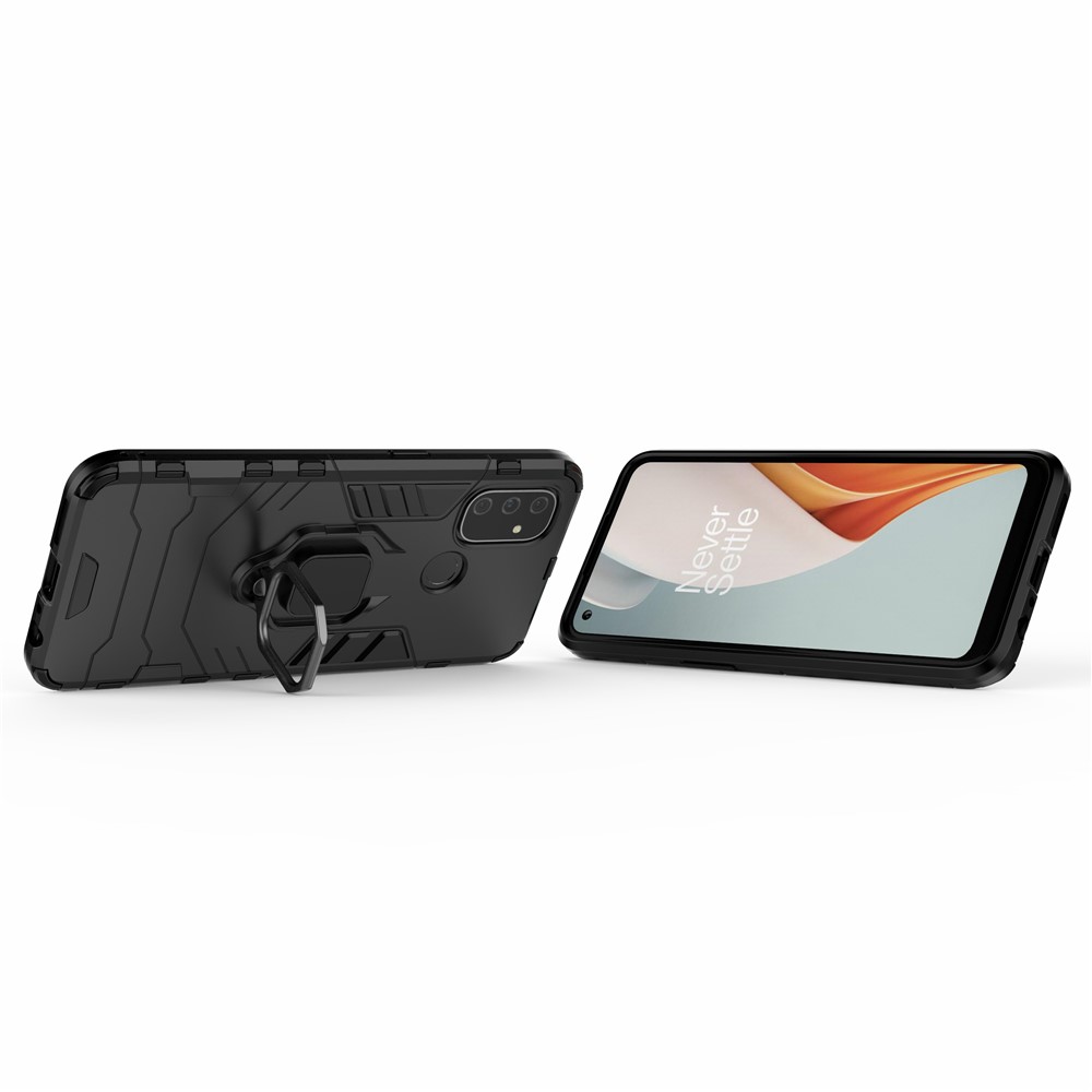 Cool Guard Ringhalter Kickstand Für OnePlus Nord N100 PC TPU Hybrid -hülle - Schwarz-3