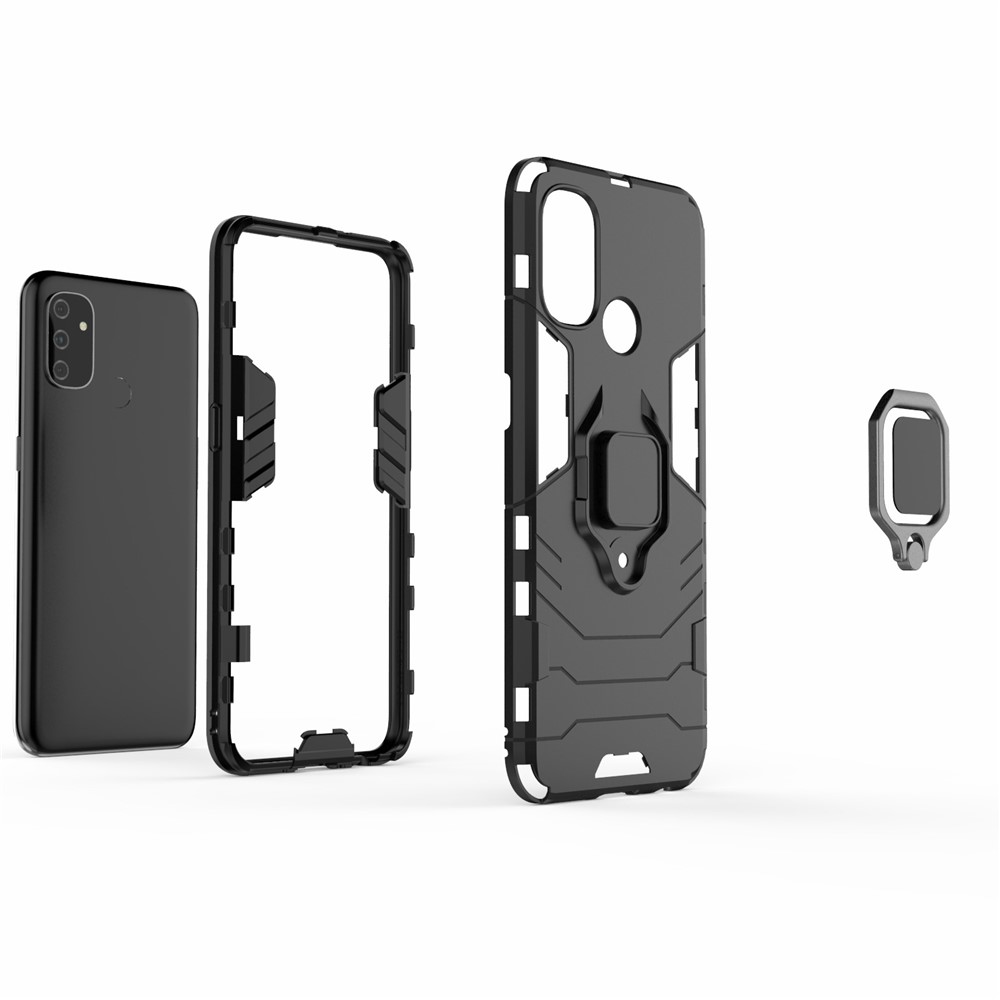 Cool Guard Ringhalter Kickstand Für OnePlus Nord N100 PC TPU Hybrid -hülle - Schwarz