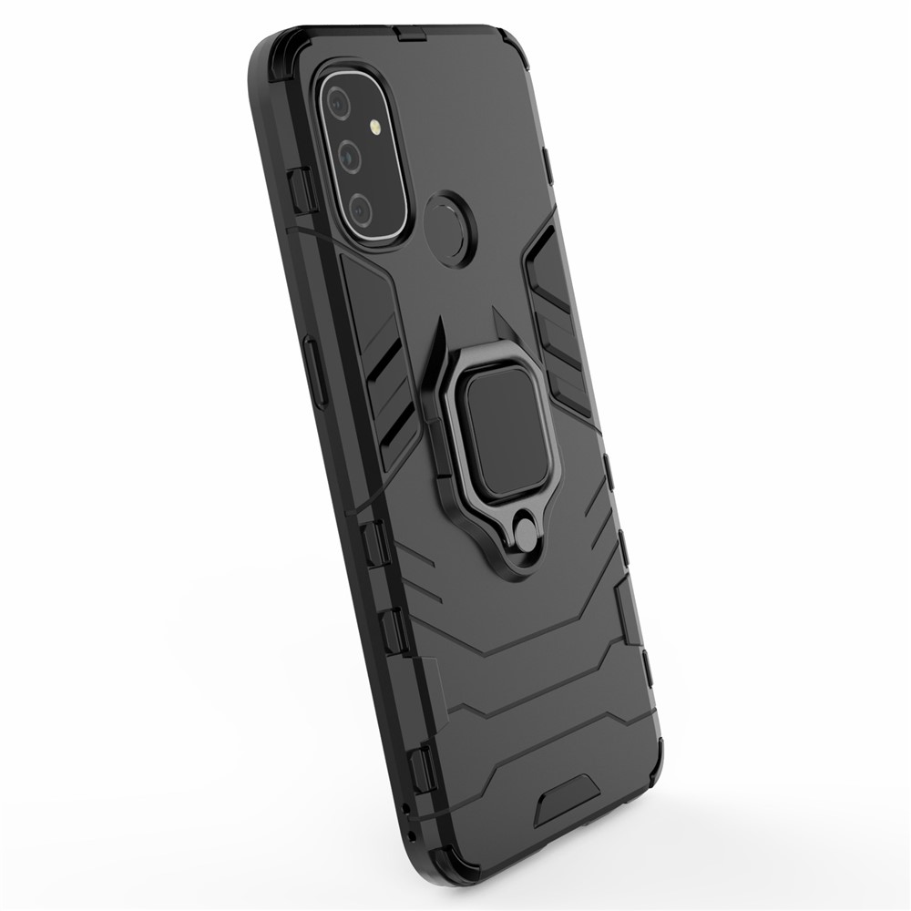 Cool Guard Ringhalter Kickstand Für OnePlus Nord N100 PC TPU Hybrid -hülle - Schwarz