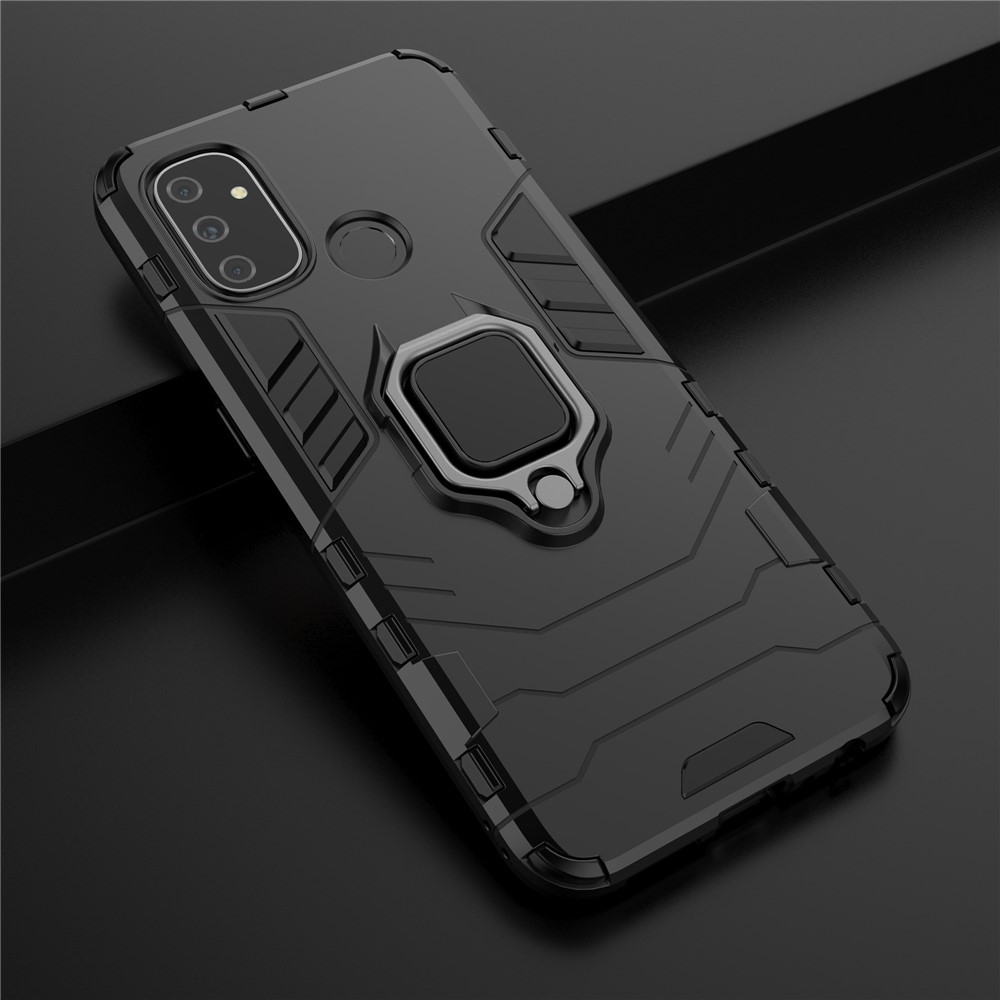 Cool Guard Ringhalter Kickstand Für OnePlus Nord N100 PC TPU Hybrid -hülle - Schwarz