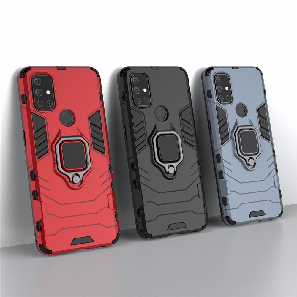 Cool Guard 2-в-1 Держатель Кольца Kickstand Для Oneplus Nord N10 5g пк Гибридный Корпус TPU - Черный-10