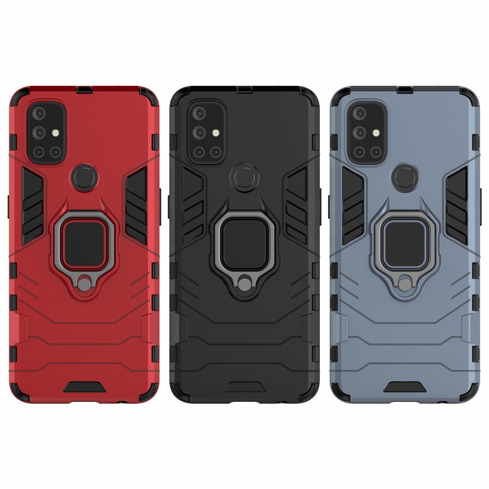 Guarda Fresca 2-em-1 Suporte De Suporte De Anel Para OnePlus Nord N10 5G PC TPU Hybrid Case - Preto-11