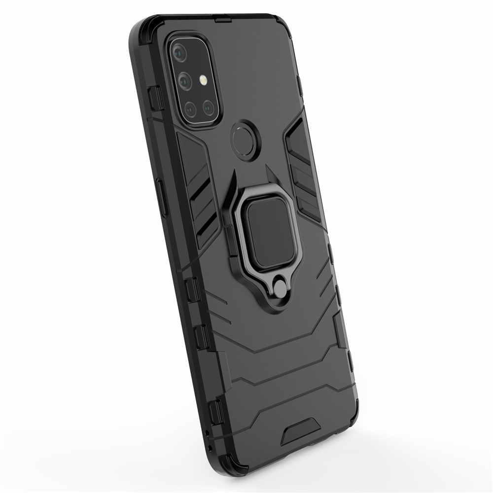 Cool Guard 2-in-1-ringhalter Kickstand Für OnePlus Nord N10 5G PC TPU Hybrid-hülle - Schwarz