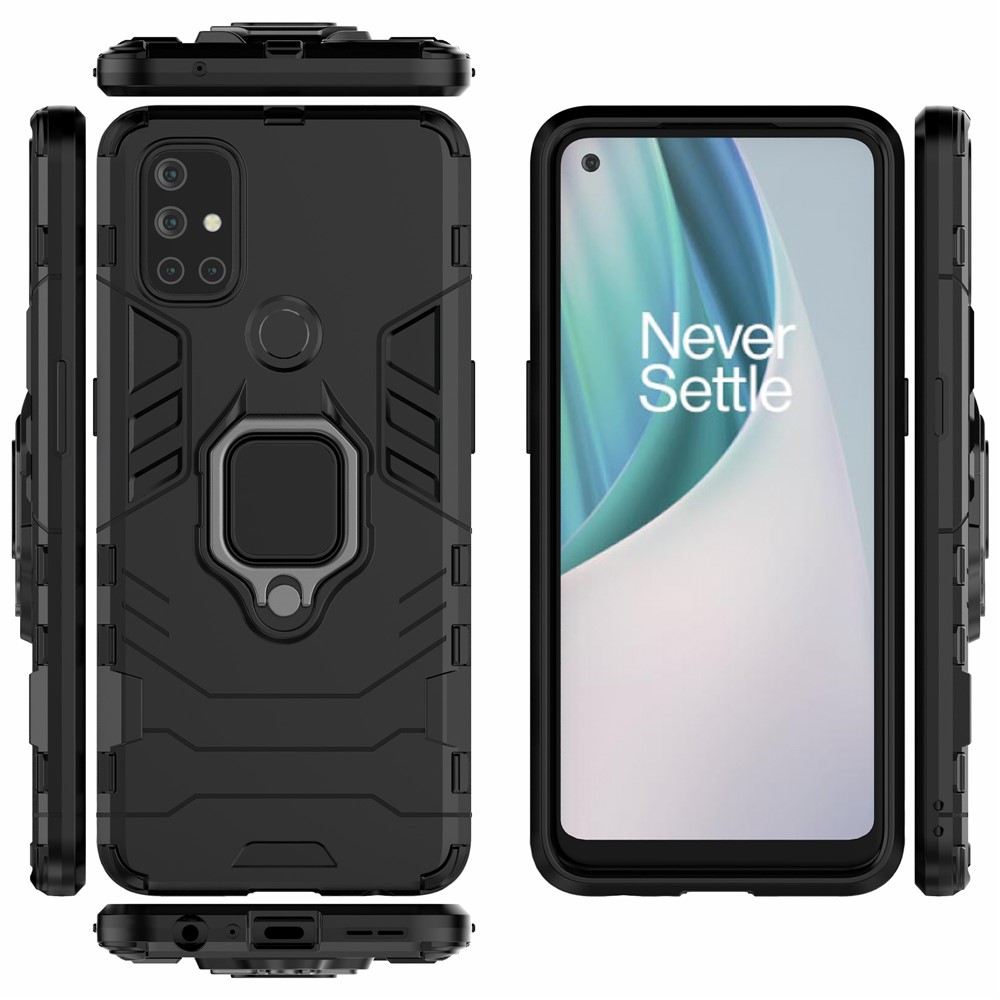 Cool Guard 2-в-1 Держатель Кольца Kickstand Для Oneplus Nord N10 5g пк Гибридный Корпус TPU - Черный-7