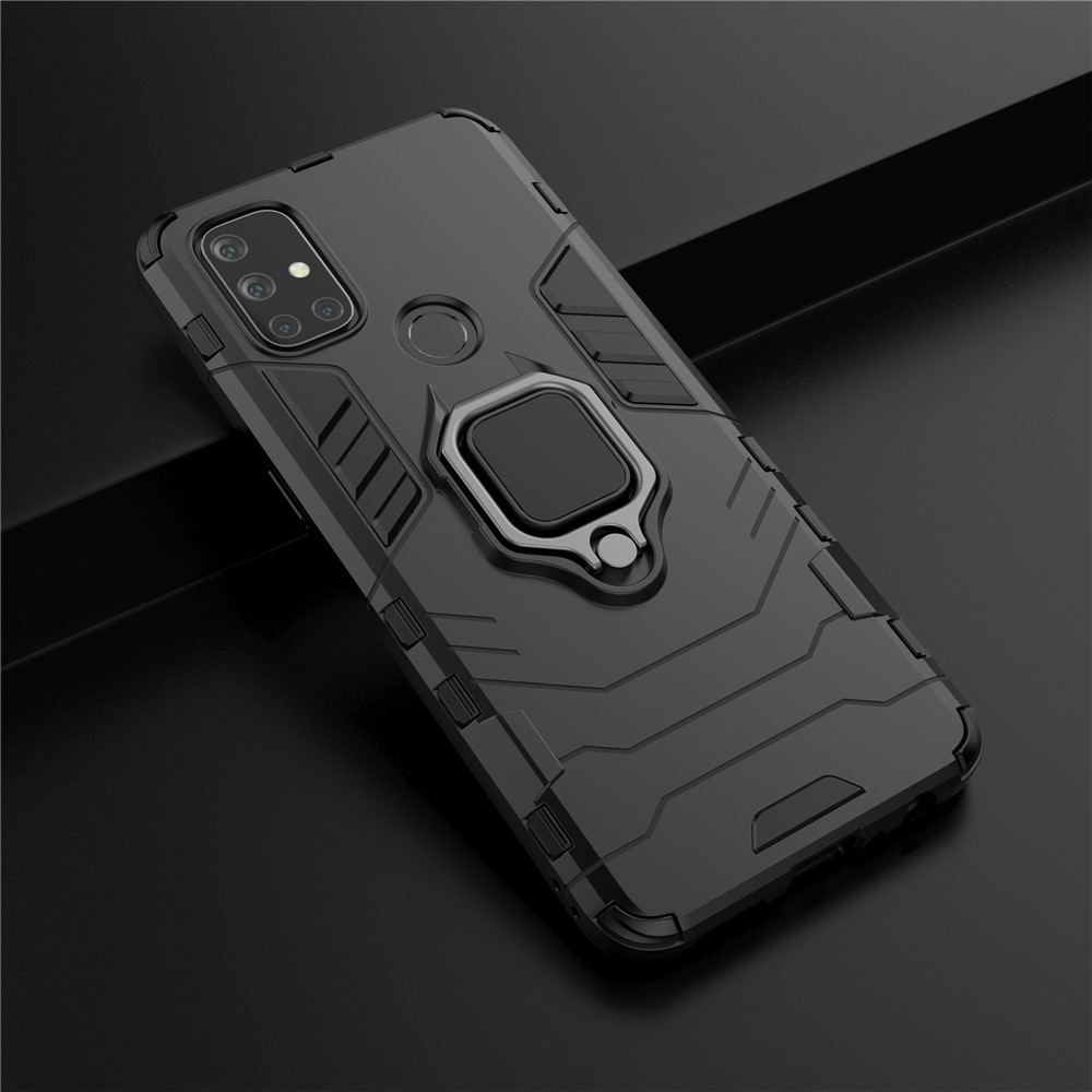 Cool Guard 2-in-1-ringhalter Kickstand Für OnePlus Nord N10 5G PC TPU Hybrid-hülle - Schwarz