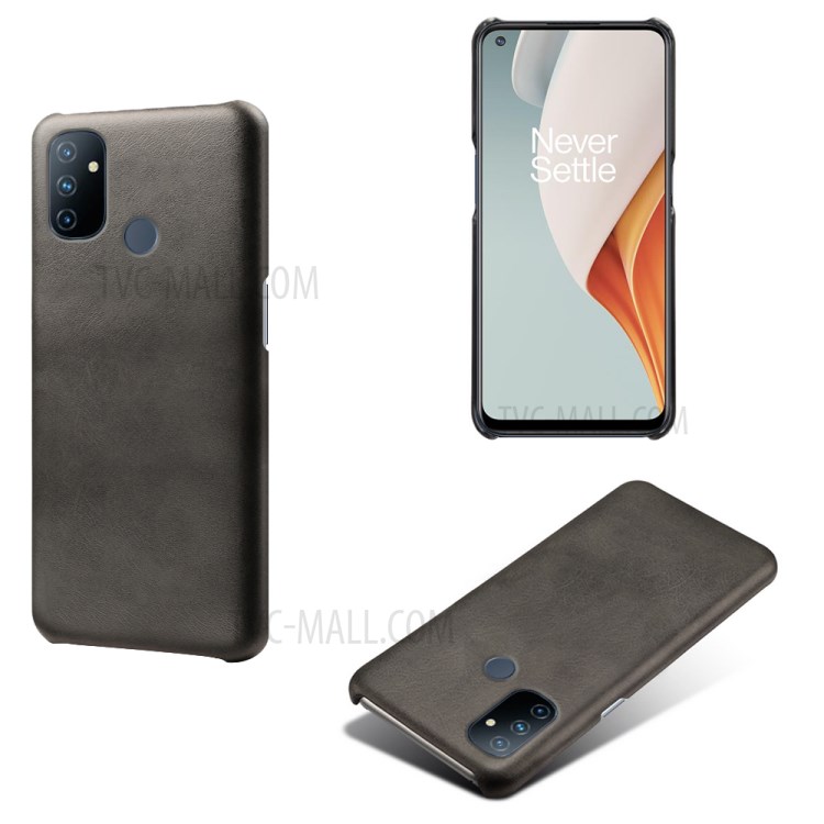 PU Leather Coated PC Phone Case for OnePlus Nord N100 Protector Cover - Black-1