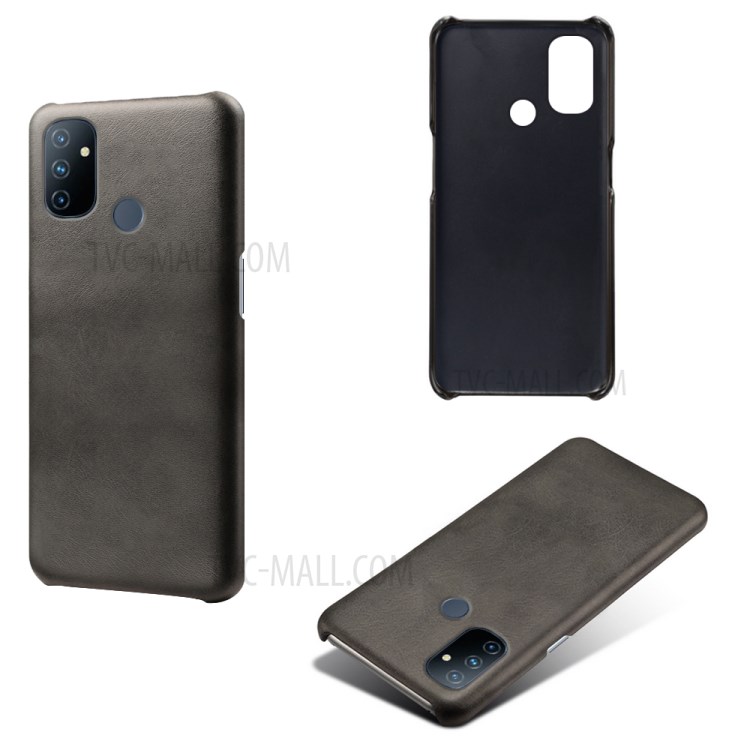 PU Leather Coated PC Phone Case for OnePlus Nord N100 Protector Cover - Black-2