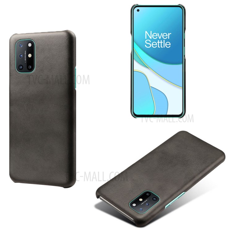 PU Leather Coated PC Phone Case for OnePlus 8T Protector Shell - Black-1