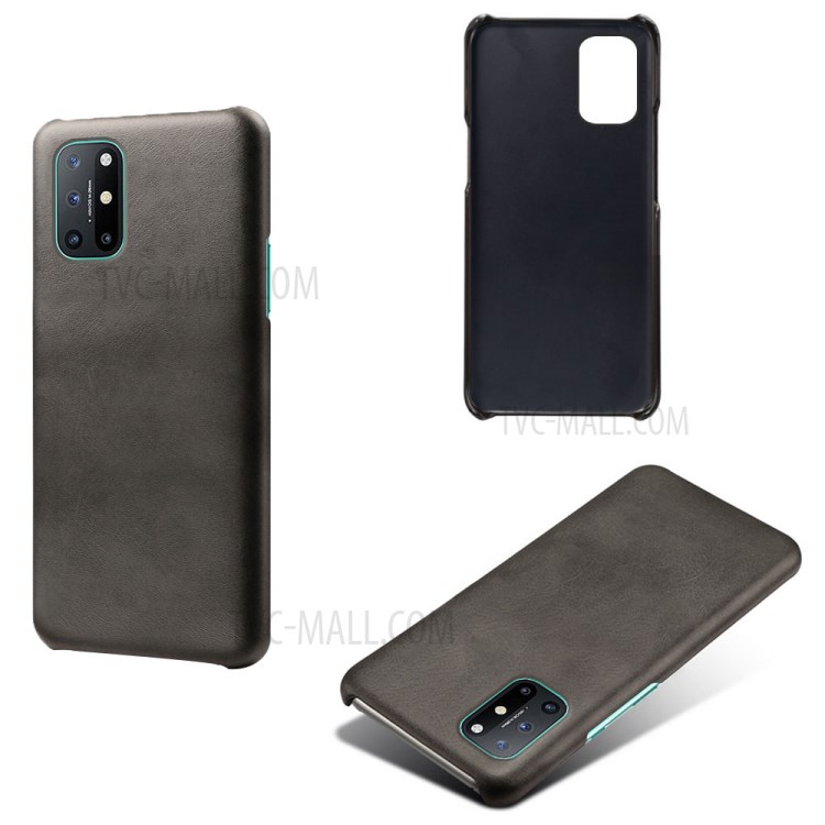 PU Leather Coated PC Phone Case for OnePlus 8T Protector Shell - Black-2