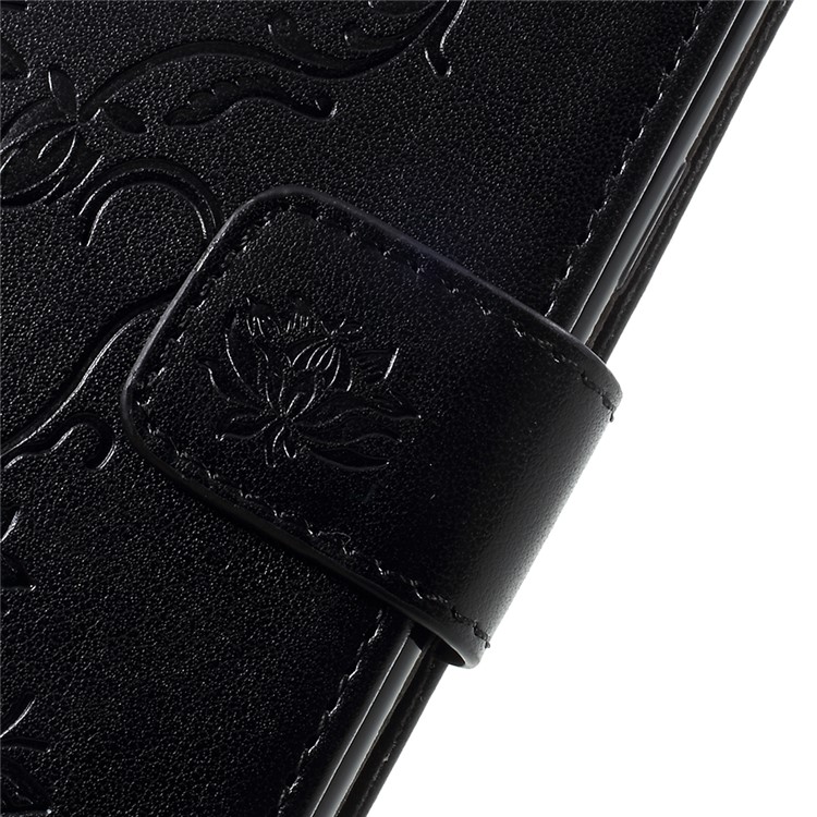 Imprint Butterfly Flower Magnetic Wallet PU Leather Stand Casing with Strap for OnePlus 5 - Black-10