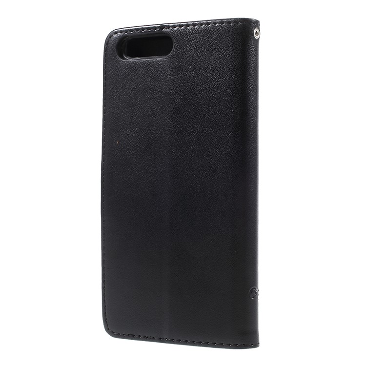 Imprint Butterfly Flower Magnetic Wallet PU Leather Stand Casing with Strap for OnePlus 5 - Black-3