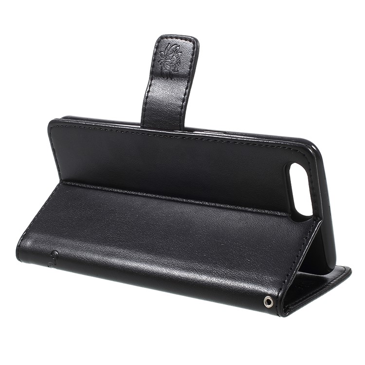 Imprint Butterfly Flower Magnetic Wallet PU Leather Stand Casing with Strap for OnePlus 5 - Black-5