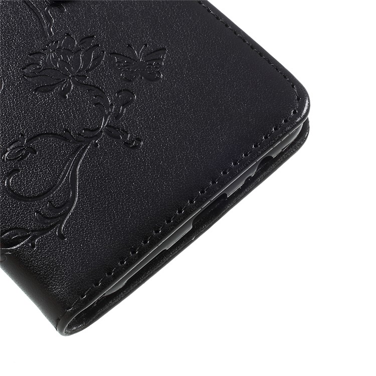 Imprint Butterfly Flower Magnetic Wallet PU Leather Stand Casing with Strap for OnePlus 5 - Black-8