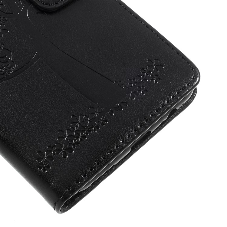 Imprint Tree Owl Magnetic Wallet PU Leather Stand Cover for OnePlus 5 - Black-8