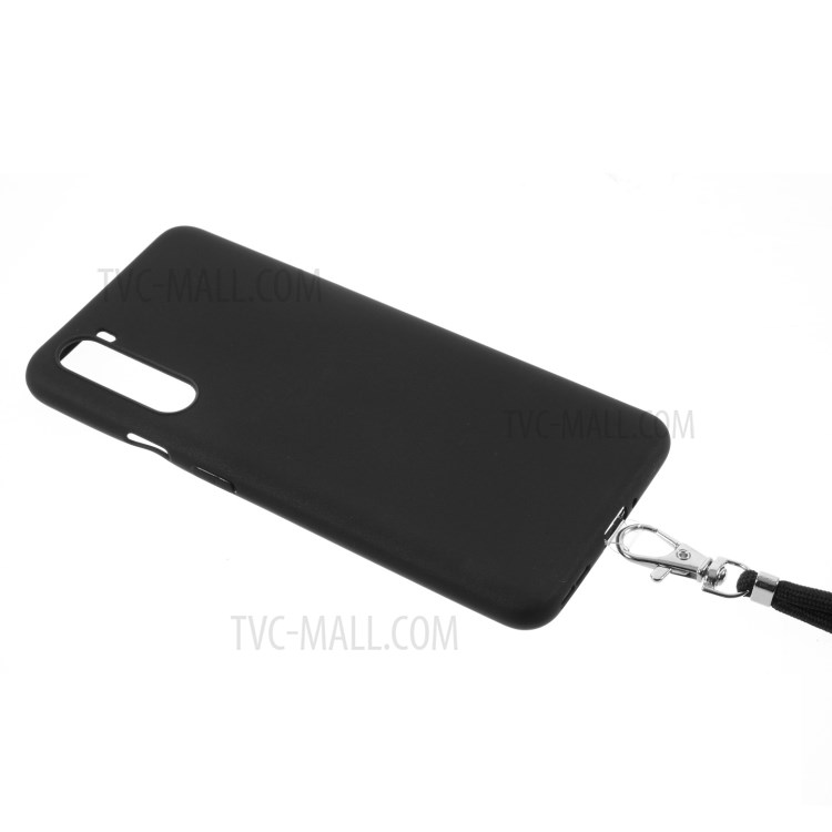 Massivfarbbonbon-TPU-Schutztelefonkasten Mit Riemen Für OnePlus Nord - Schwarz-2