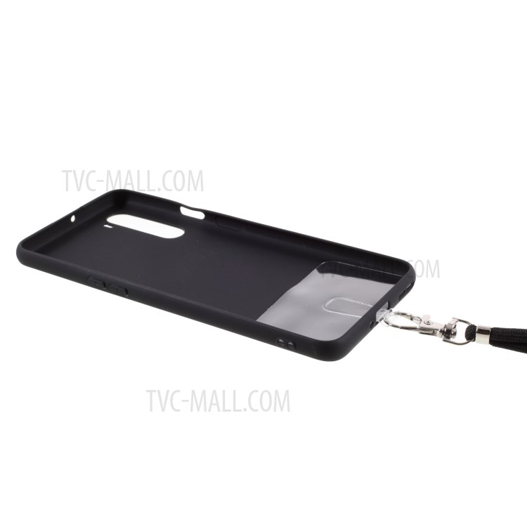 Massivfarbbonbon-TPU-Schutztelefonkasten Mit Riemen Für OnePlus Nord - Schwarz-4