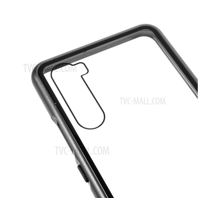 Magnetic Adsorption Metal Frame + Tempered Glass Back Protector Cover for OnePlus Nord - Black-10
