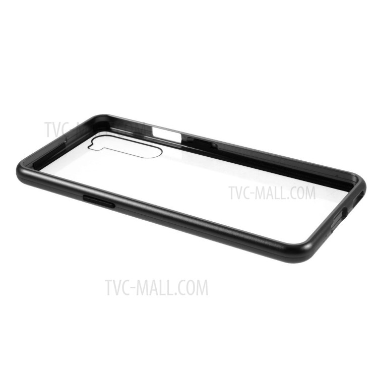 Magnetic Adsorption Metal Frame + Tempered Glass Back Protector Cover for OnePlus Nord - Black-3