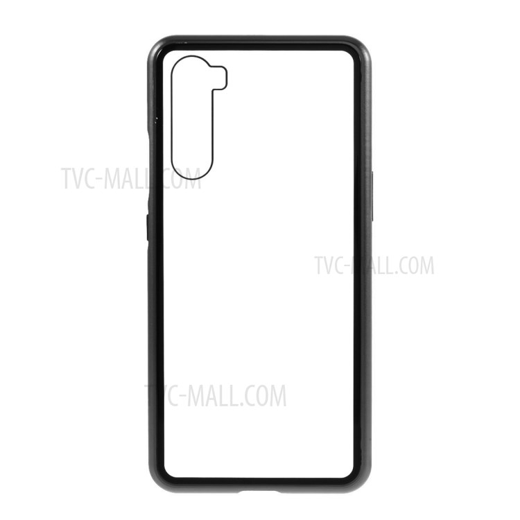 Magnetic Adsorption Metal Frame + Tempered Glass Back Protector Cover for OnePlus Nord - Black-4