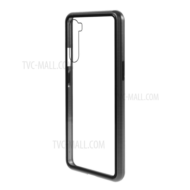 Magnetic Adsorption Metal Frame + Tempered Glass Back Protector Cover for OnePlus Nord - Black-5