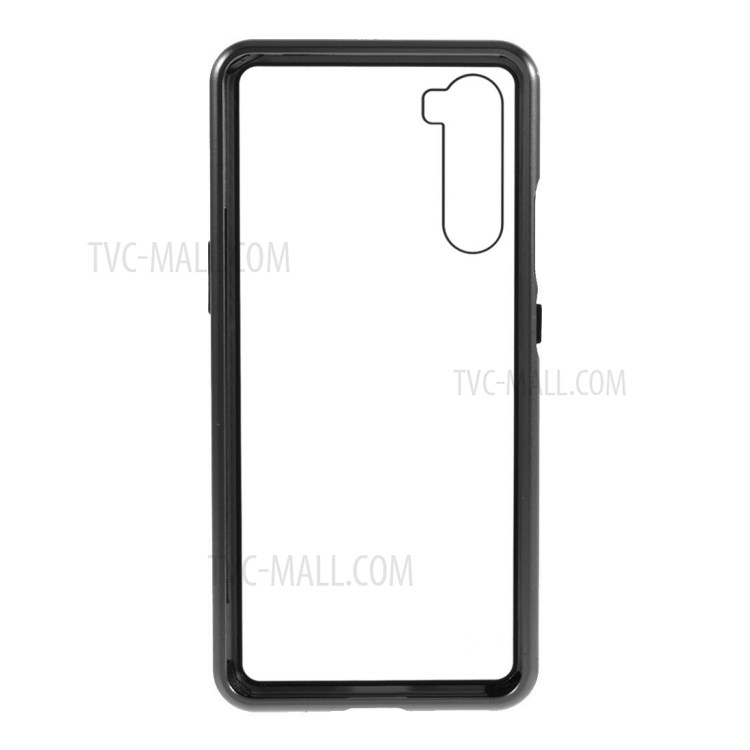 Magnetic Adsorption Metal Frame + Tempered Glass Back Protector Cover for OnePlus Nord - Black-6