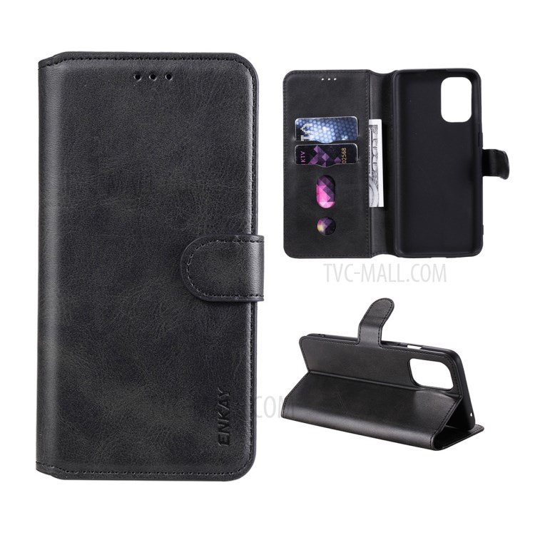 ENKAY ENK-PUC033 PU Leather + TPU Wallet Stand Phone Case for OnePlus 8T - Black-1