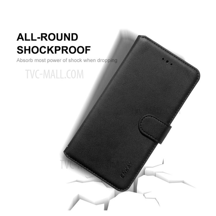 ENKAY ENK-PUC033 PU Leather + TPU Wallet Stand Phone Case for OnePlus 8T - Black-5