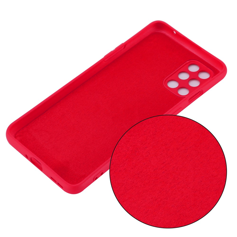 Liquid Silicone Plain Phone Protective Shell with Strap for OnePlus 8T - Red-3