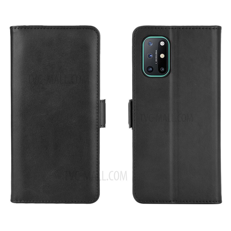 Double Clasp Flip Magnet Leather Wallet Phone Stand Cover for OnePlus 8T - Black-2
