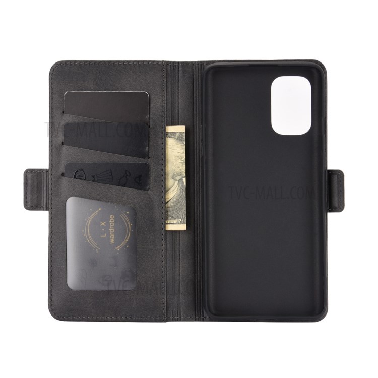 Double Clasp Flip Magnet Leather Wallet Phone Stand Cover for OnePlus 8T - Black-3