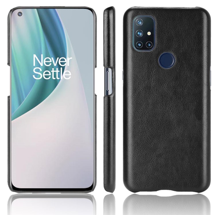 Litchi Texture PU Leather Coated PC Mobile Casing for OnePlus Nord N10 5G - Black-1