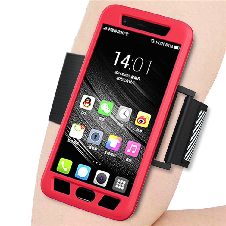Sweat-proof Sports Armband Silicone Phone Cover for OnePlus 5 -Red-2