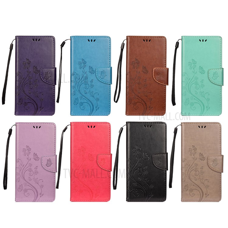 Butterfly and Flower Pattern Imprint Leather Wallet Phone Shell for OnePlus 8T - Black-7