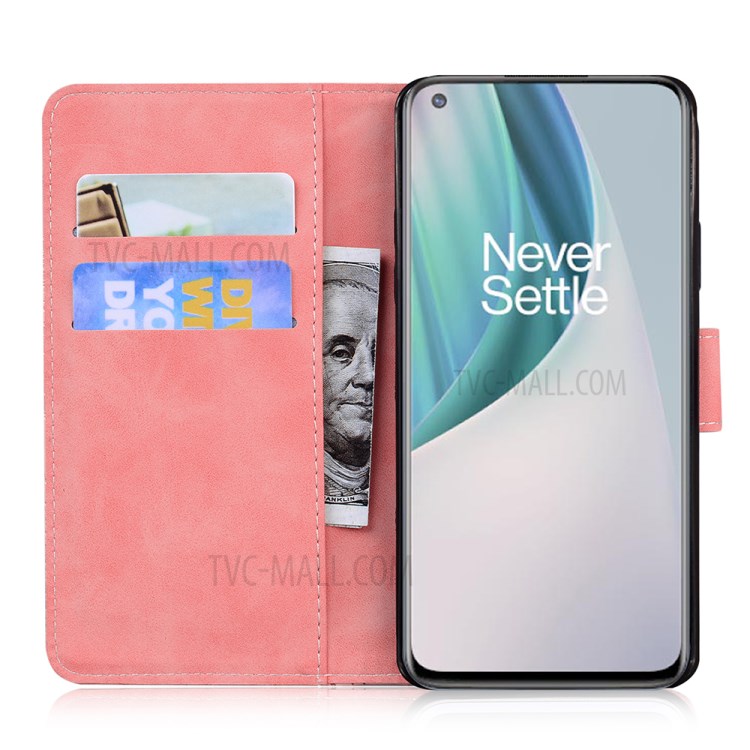 Tiger Face Imprinting Wallet Leather Phone Stand Case for OnePlus Nord N10 5G - Pink-4