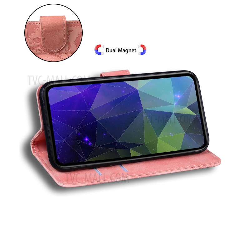 Tiger Face Imprinting Wallet Leather Phone Stand Case for OnePlus Nord N10 5G - Pink-8
