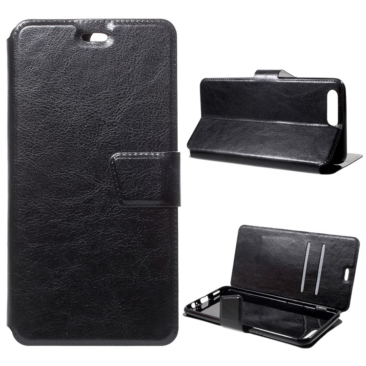 Crazy Horse PU Leather Stand Card Holder Phone Case for OnePlus 5 - Black-1