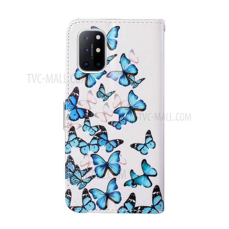 Leather Protective Shell for OnePlus 8T (Color Patterned) (Wallet) (Stand) - Butterflies-4