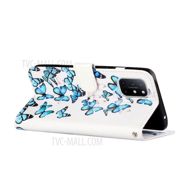 Leather Protective Shell for OnePlus 8T (Color Patterned) (Wallet) (Stand) - Butterflies-6