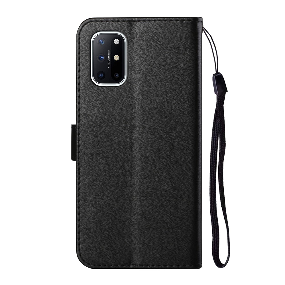 Solid Color Leather Protective Shell Stand Wallet Magnetic Closure Flip Case for OnePlus 8T - Black-4