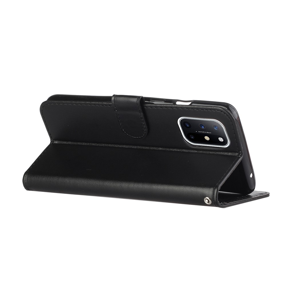 Solid Color Leather Protective Shell Stand Wallet Magnetic Closure Flip Case for OnePlus 8T - Black-6