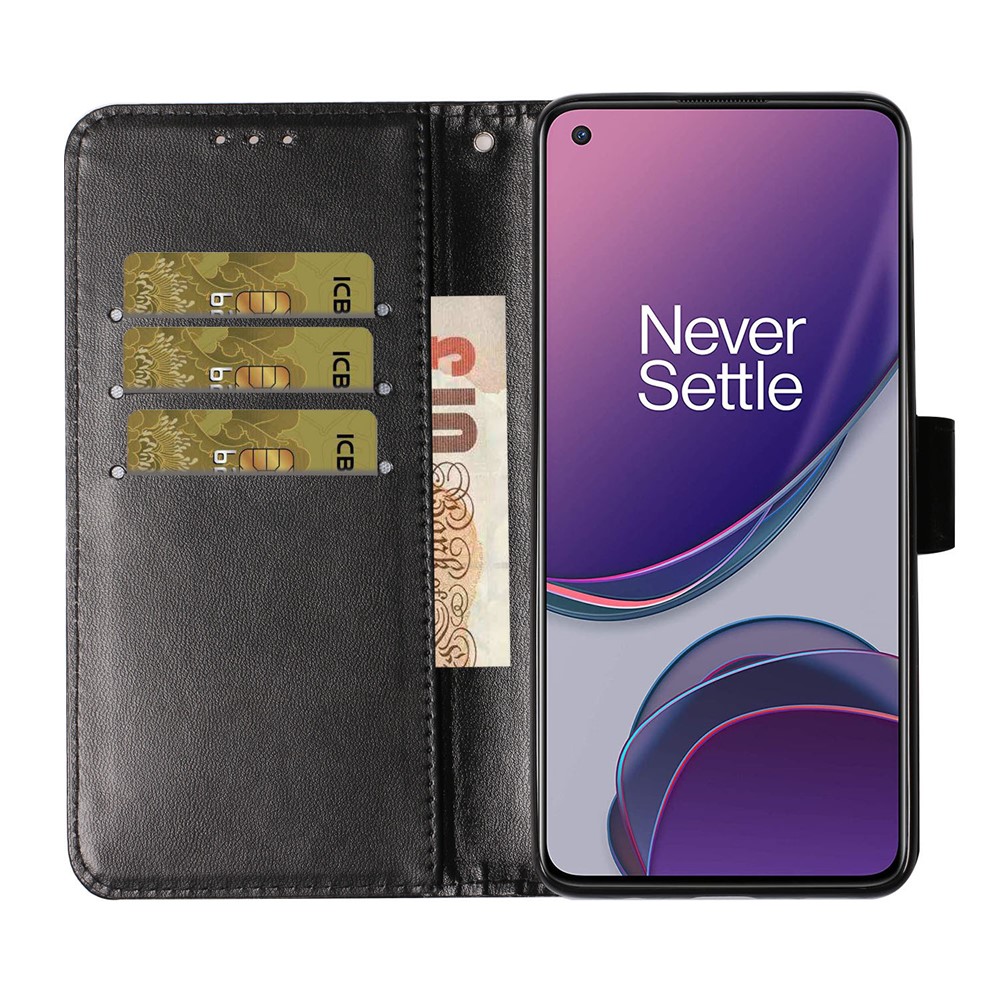 Solid Color Leather Protective Shell Stand Wallet Magnetic Closure Flip Case for OnePlus 8T - Black-7