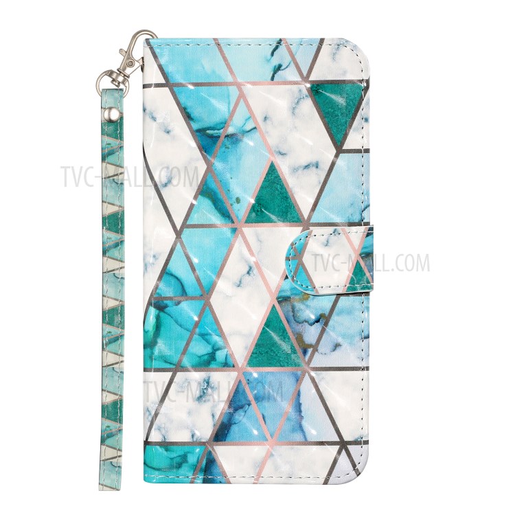 Phone Case for OnePlus 8T Wallet PU Leather 3D Color Carving Shell - Marble-3