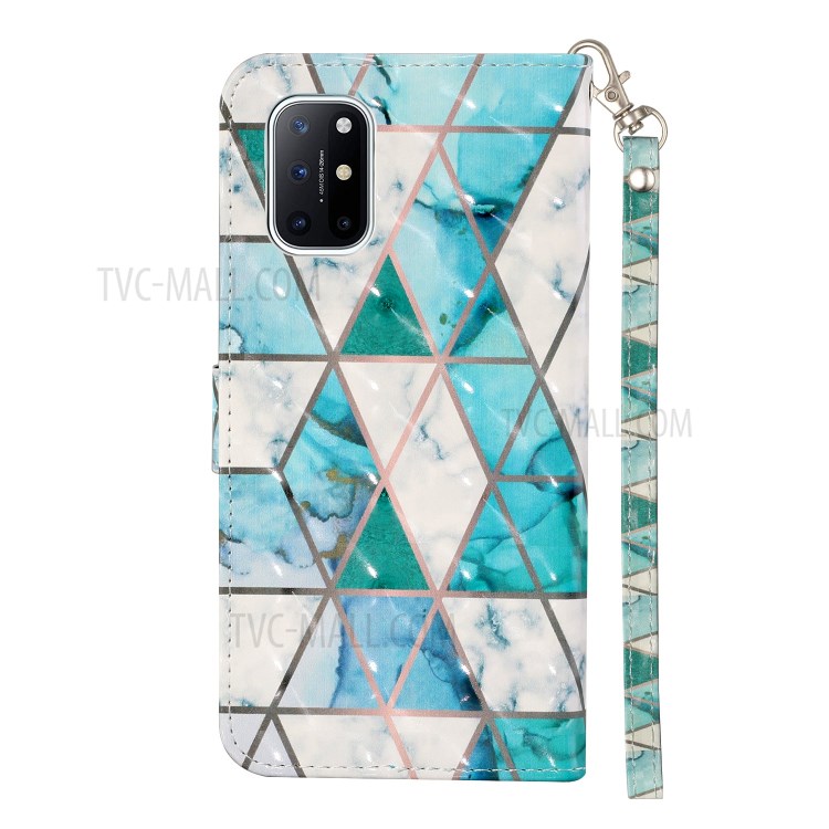 Phone Case for OnePlus 8T Wallet PU Leather 3D Color Carving Shell - Marble-4