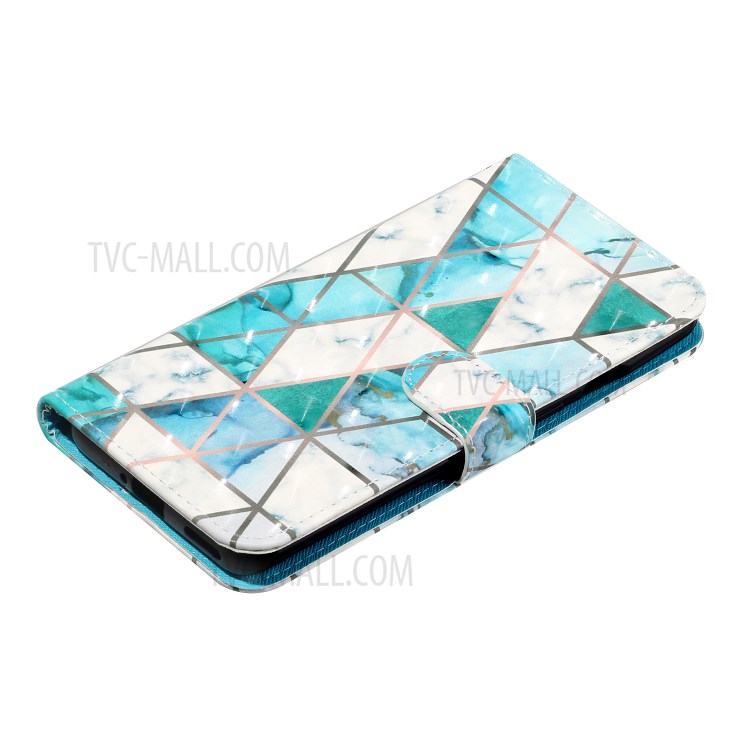 Phone Case for OnePlus 8T Wallet PU Leather 3D Color Carving Shell - Marble-6