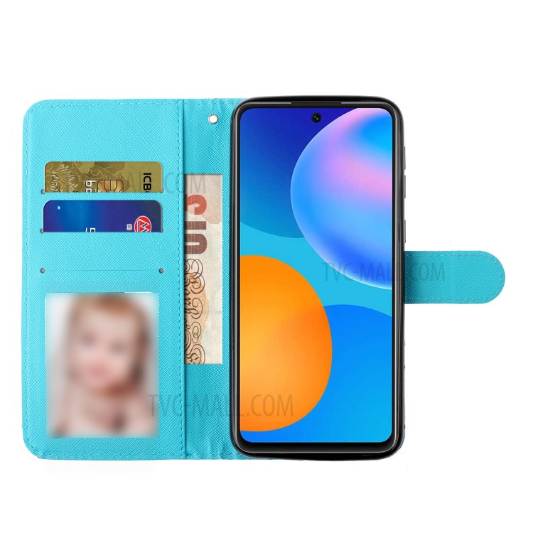 Phone Case for OnePlus 8T Wallet PU Leather 3D Color Carving Shell - Marble-7